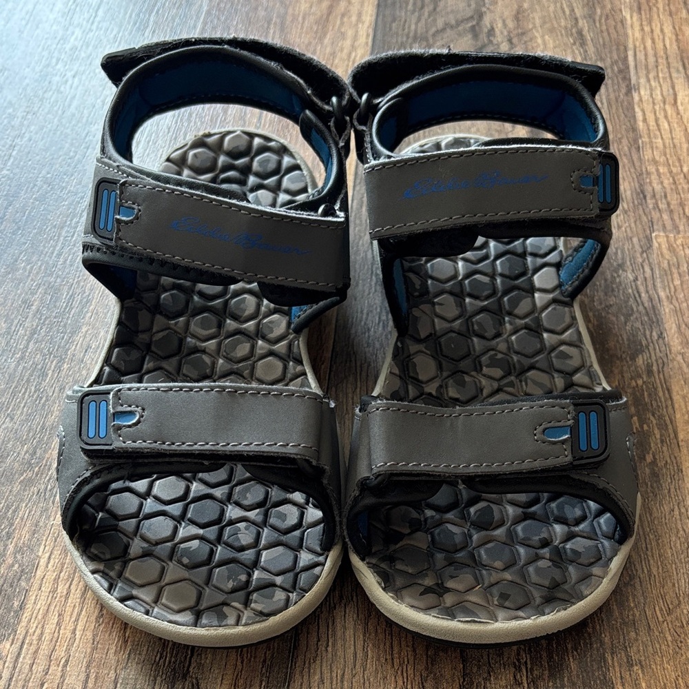Eddie Bauer Blue and Gray Boy's Adjustable Strap Hiking River Sandals size 2